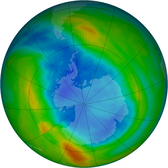 Antarctic ozone map for 31 August 1985